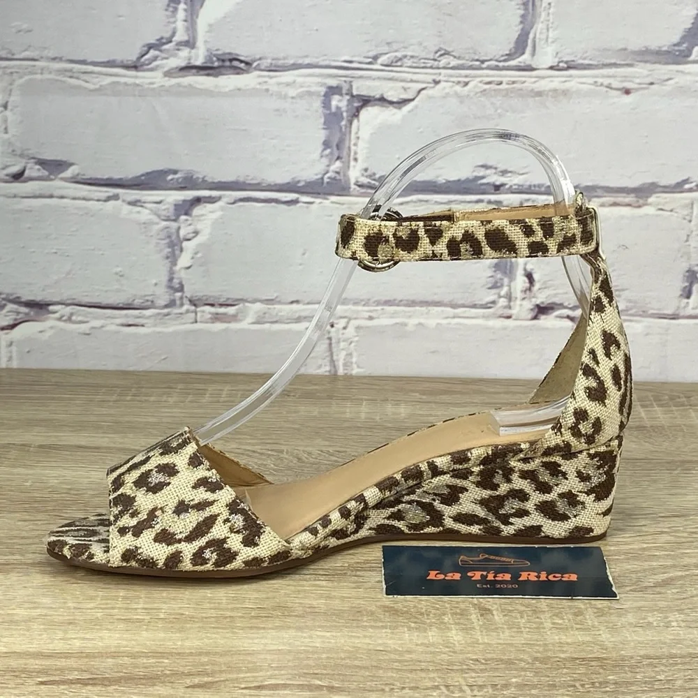 J. Crew Leopard Print Wedge Sandals in Brown and Cream
